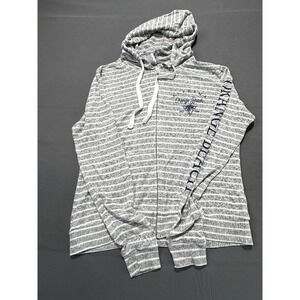 Liquid Energy Orange Beach Alabama Gray White Stripe Zip Hoodie XS Loose Relaxed